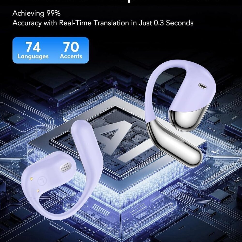 AI Translation Earbuds Real Time, 3-in-1 Translator Earbuds 144 Languages PURPLE - Picture 4 of 8